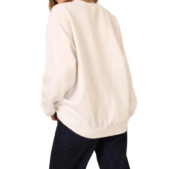 NEW PROJECT SOCIAL T flocked bow sweatshirt in white - Picture 2 of 3
